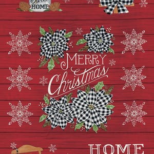 23&quot; Fabric Panel | Moda Home Sweet Holidays Deb Strain Christmas Motif Wood Red