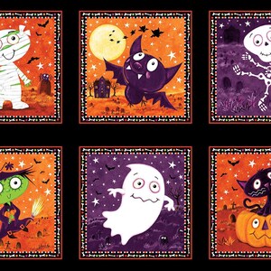 23&quot; Fabric Panel | Studio E Halloween Graveyard Ghouls Ghost Witch Cat Block