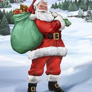35&quot; Fabric Panel - David Textiles Digital Santa Claus Country Christmas Field