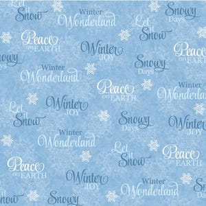 Christmas Fabric | Winter Joy Holiday Words Blue White | Studio E YARD