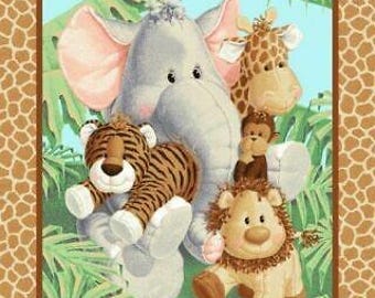 36&quot; Fabric Traditions Panel - Jungle Babies Patty Reed Nursery Baby Wallhanging