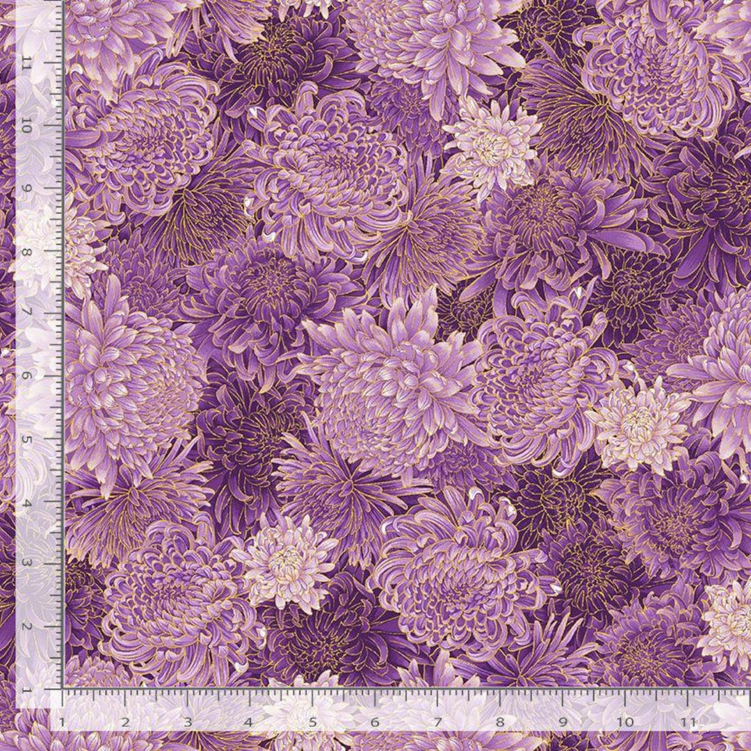 Shizuka Fabric | Asian Packed Chrysanthemum Purple | Timeless Treasures ...