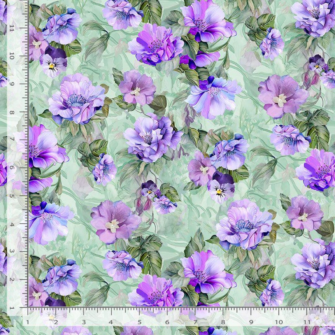 Floral Fabric | Garden Delight Purple Flower Bouquet | Timeless ...