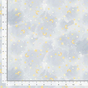 Nursery Baby Fabric | Wish Wonder Moon Star Toss Blue | Timeless Treasures YARD