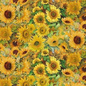 Floral Fabric | Digital Field of Packed Sunflowers | David Textiles YARD