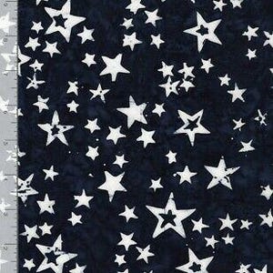 Tonga Batik Fabric | Timeless Treasures Firework Stars on Navy Blue | Yard