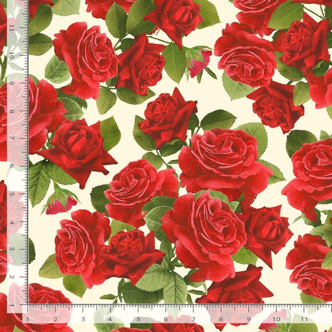 Floral Fabric | Large Rose Bouquet Cream | Timeless Treasures YARD - Etsy