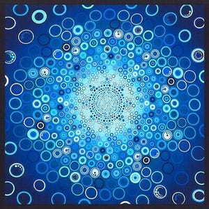 42&quot; Fabric Panel - Robert Kaufman Effervescence Digital Abstract Ring Water Blue