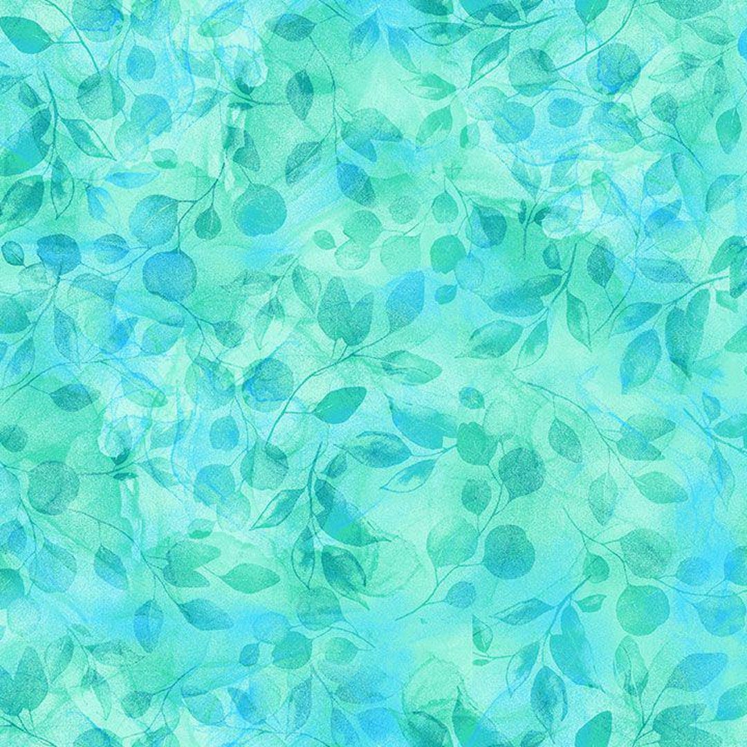 Bellagio Floral Fabric | Leaf Toss Blue Green | Timeless Treasures YARD ...
