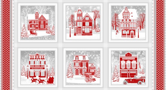 Red and White Christmas Fabric Panel