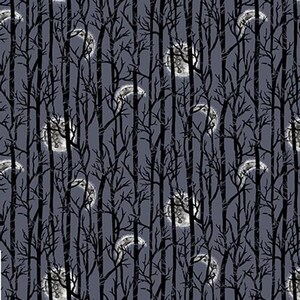 Halloween Fabric | Spooky Night Moon Tree Forest Blue | Studio E YARD