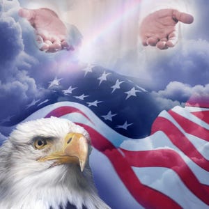 35" Fabric Panel | David Textiles Digital Unity Under God Eagle American Flag
