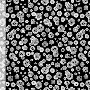 Sewing Fabric | Fabric Lover Button Toss Black Digital | Timeless Treasures YARD