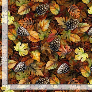 Fall Fabric | Pine Cone & Autumn Leaf Brown | Timeless Treasures YARD