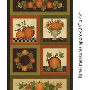 23&quot; Fabric Panel | Benartex Harvest Berry Pumpkin Autumn Leaf Orange Green