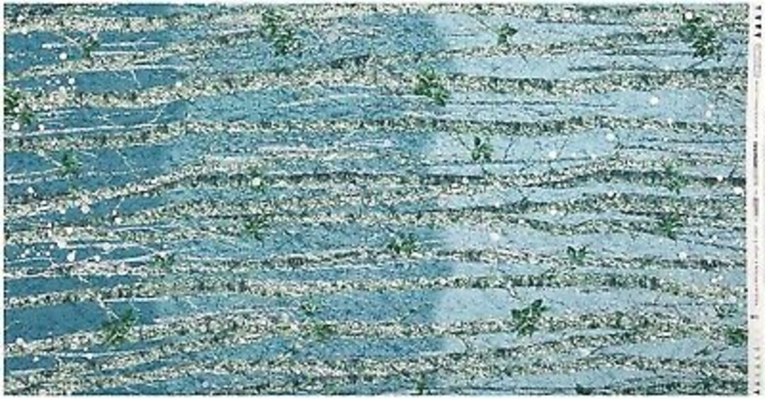 23 Fabric Panel Robert Kaufman Nature's Window Metallic Green Blue Tree