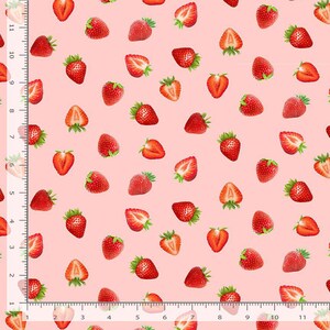 Food Fabric | Berry Sweet Tossed Strawberry Pink | Timeless Treasures YARD