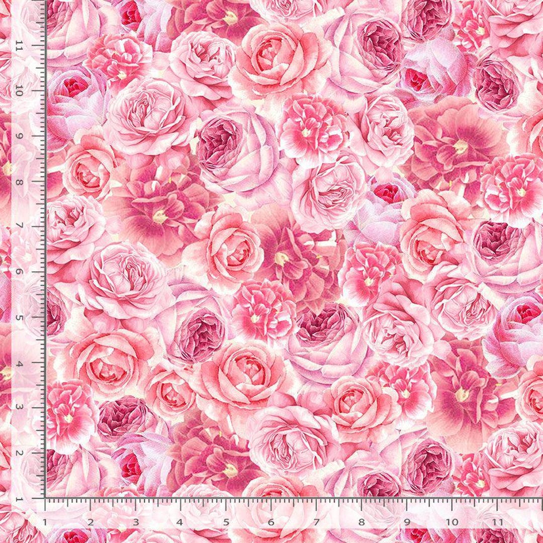 Pink Roses Fabic Floral Fabric | Packed Pink Roses | Timeless Treasures YARD - Etsy