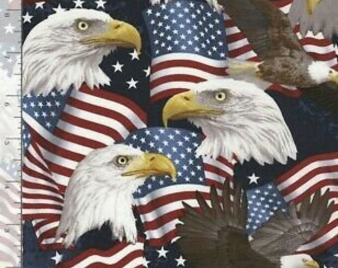 Patriotic Fabric Eagle & American Flag Pack Collage Timeless Treasures ...