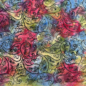 Batik Fabric | Central Java Packed Paisley Multi | Textile Creations YARD