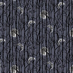 Halloween Fabric | Spooky Night Moon Tree Forest Blue | Studio E YARD