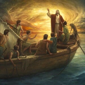 35&quot; Digital Fabric Panel - David Textiles Fear Faith Calming the Storm Religious