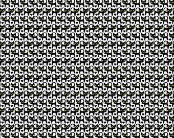 Animal Fabric | Small Black Cats on White | Timeless Treasures YARD