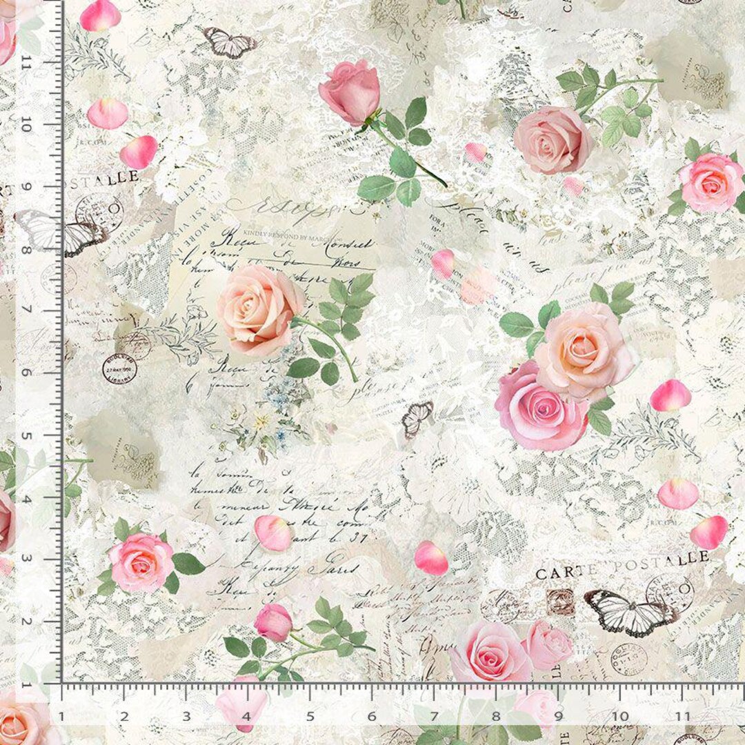 Belle Fleur Fabric | Letter Rose Scrapbook Collage | Timeless Treasures ...