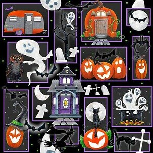 Halloween Fabric | Blank BooVille Glow in Dark Ghost Pumpkin Patch | By the Yard