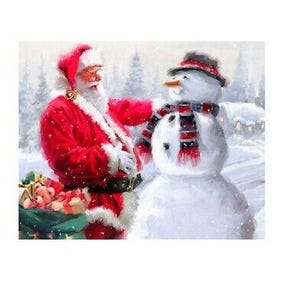 35&quot; Fabric Panel - David Textiles Digital Santa Claus & Snowman Scene