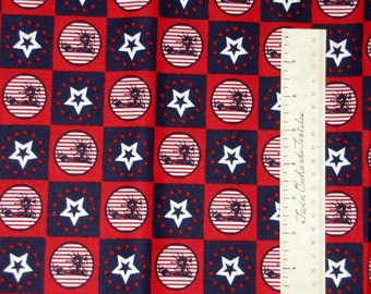Red White Blue Statue Liberty Star - Americana Patriotic Fabric Cotton YARD