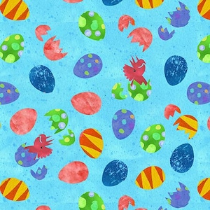 Baby Nursery Fabric | Dinosaur Kingdom Egg Toss Blue | Henry Glass YARD