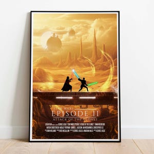 スターウォーズプリント、スターウォーズポスター、クローンの攻撃、映画ポスター、映画ウォールアート