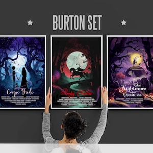 Tim Burton Movie Prints, Tim Burton Movie Posters, Sleepy Hollow Print, Movie Wall Art, Set of 3