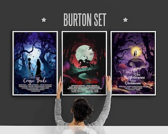 Tim Burton Film Drucke, Sleepy Hohlsaum, 3er Set