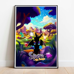 Stampa di Spyro, Poster di Spyro the Dragon, Stampa del gioco, Poster del gioco, Arte murale del videogioco