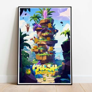 クラッシュ バンディクー プリント、クラッシュ バンディクー ポスター、ゲーム プリント、ゲーム ポスター、ビデオ ゲーム ウォール アート