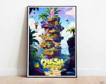Crash Bandicoot Game Print, Vibrant Video Game Wall Art Poster