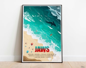 Jaws Movie Poster, Glossy Film Wall Art Print