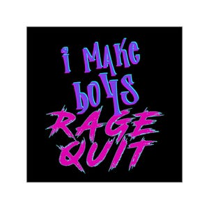 Ik maak jongens Rage Quit Gamer Girl-uitrusting vierkante vinylsticker | Aangepaste gamesticker cadeau voor haar Laptop Waterfles Notebook Dagboek