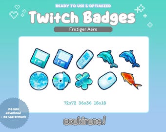 Frutiger Aero Twitch Badges | Cyber Sub Bit Badges | Y2K Twitch Badges | Cybercore Twitch Badges | Retro Twitch Badges | 2000s Aesthetic