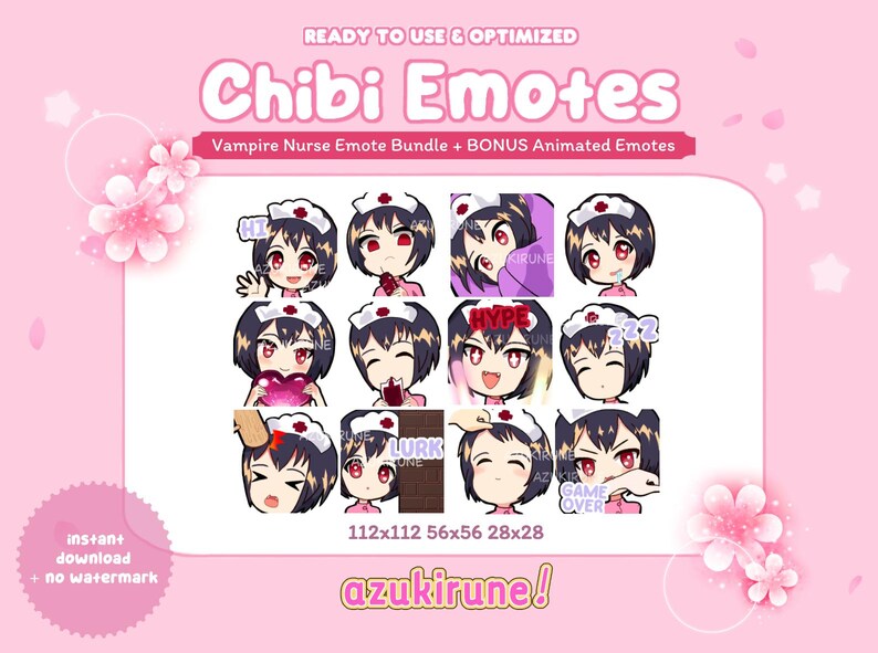 BIG Emote Bundle, Vampire Girl Twitch Emotes, Nurse Twitch Emotes ...