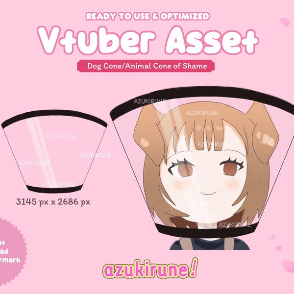 Vtuber Asset | Dog Cone of Shame | Puppy Vtuber Asset | Cat Vtuber Asset | Sheep Vtuber Asset | Animal Vtuber Asset