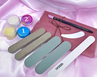 Kit de cuidados com as unhas estilo manicure japonesa – conjunto de pasta e pó de polimento natural