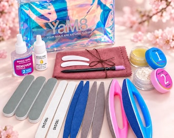 Japanese Manicure Set for Natural Nail Shine, Paste, Powder & Buffing Tools