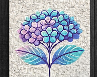 Vibrant Pink & Aqua Geometric Pastel Flower Oil Painting Canvas Print | Spring Pastel Floral Art Home Décor | Summer Burst of Color Wall Art