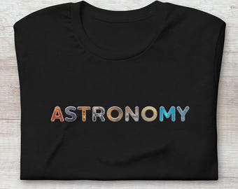 Camiseta de astronomía espacial / Camiseta de regalo de ciencia / Camiseta con letras del sistema solar / Regalos de astronomía / Regalo con temática espacial / Camiseta de entusiasta del espacio