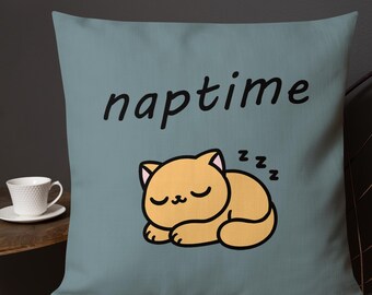Almofada para gato na hora da soneca | Almofada fofa para gato dormindo | Presente aconchegante de decoração para amantes de gatos | Almofada kawaii para gato | Presente para mãe de gato | Presente para pai de gato