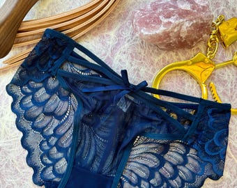 Black Lace Panties With Satin Ribbons - 'sugarberry' Style