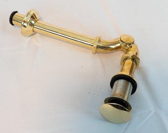 Scarico per lavabo a sifone a P in ottone non verniciato – Rubinetto idraulico in ottone massiccio